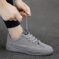 述雅春季男士休闲工作鞋子男帆布鞋韩版透气运动板鞋百搭灰色布鞋男鞋