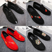 述雅新款豆豆鞋男士懒人社会小伙网红百搭绣花潮鞋春季套脚休闲男鞋子