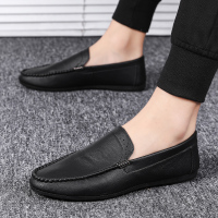 述雅豆豆鞋男2021春季新款潮流百搭懒人一脚蹬透气软底开车休闲皮鞋子