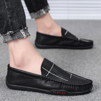 述雅春季男鞋新款男士休闲皮鞋韩版一脚蹬潮鞋软皮软底豆豆鞋驾车男鞋