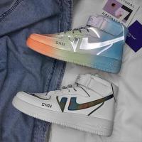 述雅春季小码1男鞋情侣夜光百搭小白鞋ins街拍学生潮鞋高帮渐变板鞋