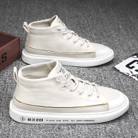 述雅春季高帮帆布男鞋韩版小白鞋ins街拍潮鞋飞行员中邦懒人休闲板鞋