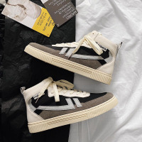 述雅春季高帮鞋子男ins港风百搭帆布鞋网红街拍潮鞋中帮运动撞色板鞋