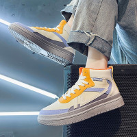 述雅勒骆男鞋2021春季新款高帮板鞋[加绒可选棉鞋]韩版潮流学生百搭帆布鞋休闲运动潮鞋子男