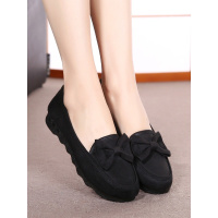 述雅春季老北京布鞋女鞋平底单鞋蝴蝶结休闲鞋黑色工作鞋妈妈鞋豆豆鞋