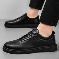 述雅先贺厨师鞋男厨房酒店防滑防水防油上班工作鞋子男四季全黑色透气休闲百搭皮鞋