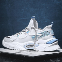 述雅先贺男鞋夏季时尚休闲学生跑步运动鞋飞织透气百搭增高老爹鞋青少年韩版潮流网面鞋子男