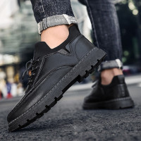 述雅先贺马丁靴男夏季低帮潮流黑色休闲鞋子男英伦透气百搭时尚耐磨工装靴