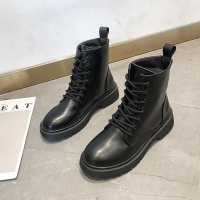 述雅述雅马丁靴女英伦风2021新款秋季百搭帅气黑色厚底ann网红机车短靴潮