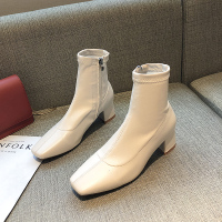 述雅述雅2021秋新款瘦瘦百搭粗跟秋季马丁靴英伦风短靴ins网红高跟鞋女