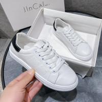 述雅述雅秋季薄款皮面小白鞋女鞋2021年新款秋春款春秋白鞋网红板鞋