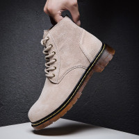 述雅 马丁靴男透气新品高帮工装鞋英伦时尚大头皮鞋港风复古切尔西沙漠靴