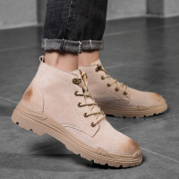 述雅 马丁靴男高帮韩版中帮皮靴潮流休闲大码男鞋透气复古短靴工装鞋擦色男靴