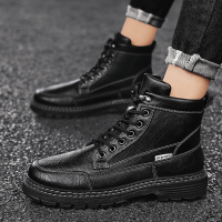 述雅东元晶秋季马丁靴男黑色休闲工装英伦风高帮网红机车增高皮靴潮鞋子