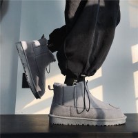 述雅迎真网红马丁靴男高帮加绒加厚保暖皮毛一体冬季雪地棉靴面包鞋