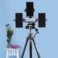 多机位手机直播支架单反相机视频录像摄影摄像自拍户外直播三脚架 1.6米三机位+斜杆话筒夹手机支架手机座