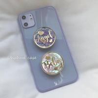 英文字母抖梦幻少女系彩色气囊滴胶支架座平板防摔桌面支 紫色(备注字母)手机座