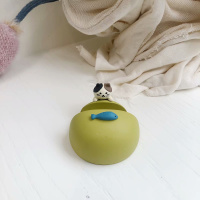 韩国可爱卡通猪手机支架猪陪你看电视桌面懒人摆件创意 猫猫推鱼手机支架手机座