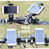 自行车手机架电动车摩托车山地车导航拍摄支架外卖骑行装备 黑色[无灯款]手机支架手机座