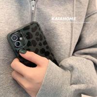 冷淡风墨绿色豹纹苹果12ProMax手机壳iPhone11硅胶7p/8p/X/XR防摔