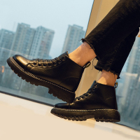 春季新款马丁靴男百搭韩版潮流黑色皮鞋男学生英伦风厚底防水短靴