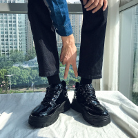 厚底皮鞋男韩版潮ulzzang老爹鞋男松糕鞋学生英伦百搭鞋子男潮鞋