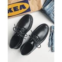 春季皮鞋男帅气休闲韩版潮鞋子男青年英伦百搭圆头黑色系带小皮鞋