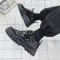 厚底增高老爹鞋男ins潮欧洲站网红鞋子男潮鞋青少年韩版黑色皮鞋