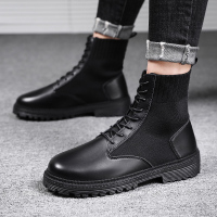 春季男鞋2021马丁靴男英伦风男士高帮皮靴工装鞋黑色机车短靴春季
