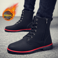 春季男鞋韩版潮流马丁靴男英伦风百搭高帮潮靴短靴皮靴男士工装鞋