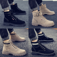 男士马丁靴男春季短靴中帮男靴雪地靴子男透气高帮百搭英伦潮鞋