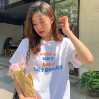 小清新纯棉短袖t恤女港味宽松韩版ins潮学生原宿bf风百搭半袖上衣