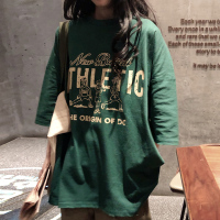 港风超火cec短袖t恤女宽松2019ins原宿bf慵懒风丧系绿色上衣服丅