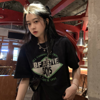 港风欧美hiphop短袖t恤女2021宽松韩版ins潮原宿风bf半袖超火上衣