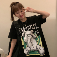 潮牌小熊纯棉短袖t恤女宽松韩版ins原宿风盐系炸街hiphop半袖上衣