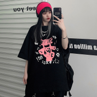 日系古着vintage小牛短袖t恤女宽松韩版ins潮原宿风学生半袖上衣