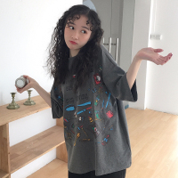 夏季港风简约短袖t恤女ins潮2020新款韩版宽松bf百搭衣服半袖上衣