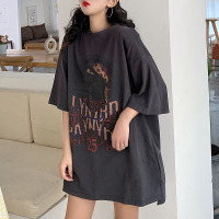 2021年新款夏季短袖t恤女ins潮宽松韩版复古港风学生原宿chic上衣