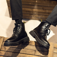 夏季复古马丁靴男黑色英伦百搭青年高帮皮鞋学生韩版潮流中帮皮靴