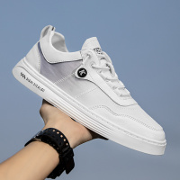 夏季男鞋2021新款冰丝透气薄款小白板鞋百搭青少年休闲白色潮鞋子