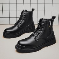 马丁靴男秋冬季英伦风工装高帮机车骑行黑色军皮靴子网红ins潮鞋