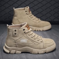 马丁靴男秋冬季英伦风高帮工装沙漠大黄短靴中帮军皮靴子复古潮鞋