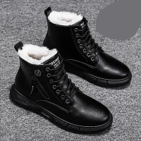 马丁靴男冬季加绒保暖英伦风复古东北大棉靴内增高黑色工装皮靴子