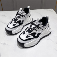 拼色老爹鞋女2021秋冬新款松糕厚底增高系带网红百搭潮休闲运动鞋