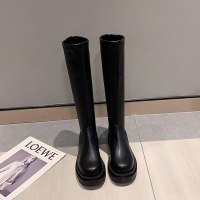 白色马丁靴女2021年春秋季新款显瘦短款英伦风弹力高筒骑士长筒靴