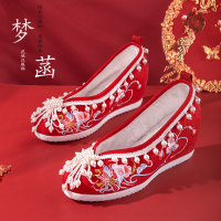 冬季汉服鞋女古风加绒绣花鞋中式秀禾鞋新娘鞋红色婚鞋明制古装鞋