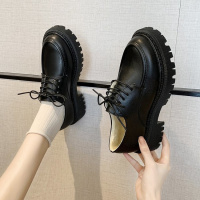 秋冬季加绒小皮鞋女厚底系带低帮英伦风马丁鞋靴女鞋学生短靴