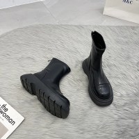 短筒靴子女鞋2021年秋冬新款加绒马丁靴松糕厚底秋季瘦瘦短靴