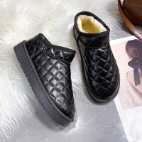 户外雪地靴女冬季加绒加厚靴子女皮面保暖短靴一脚蹬雪地棉鞋