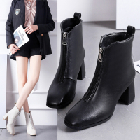 短靴女2021年秋季新款时尚秋冬高跟马丁粗跟百搭英伦风高跟瘦瘦靴